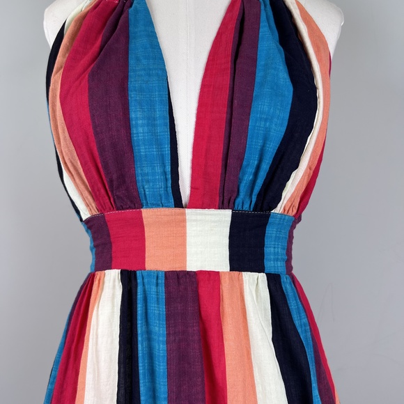 LUXXEL, Striped Colorful Maxi Dress, Halter Neck, Low Back, Small - Picture 5 of 12